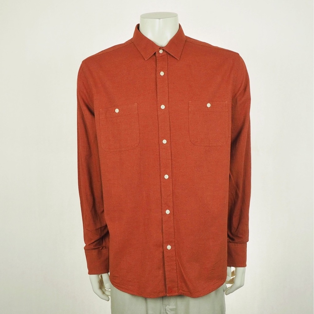 Untuckit Button Down Shirt Mens 2XL XXL Dark Orange Hemsworth Slim Fit Flannel